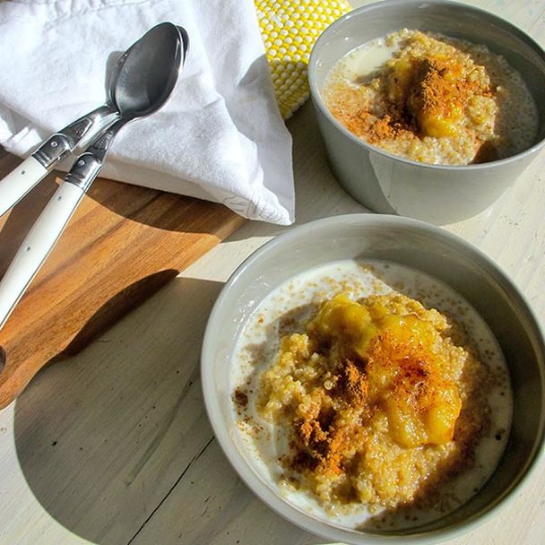 Coconut Quinoa Porridge with Caramelized Banana